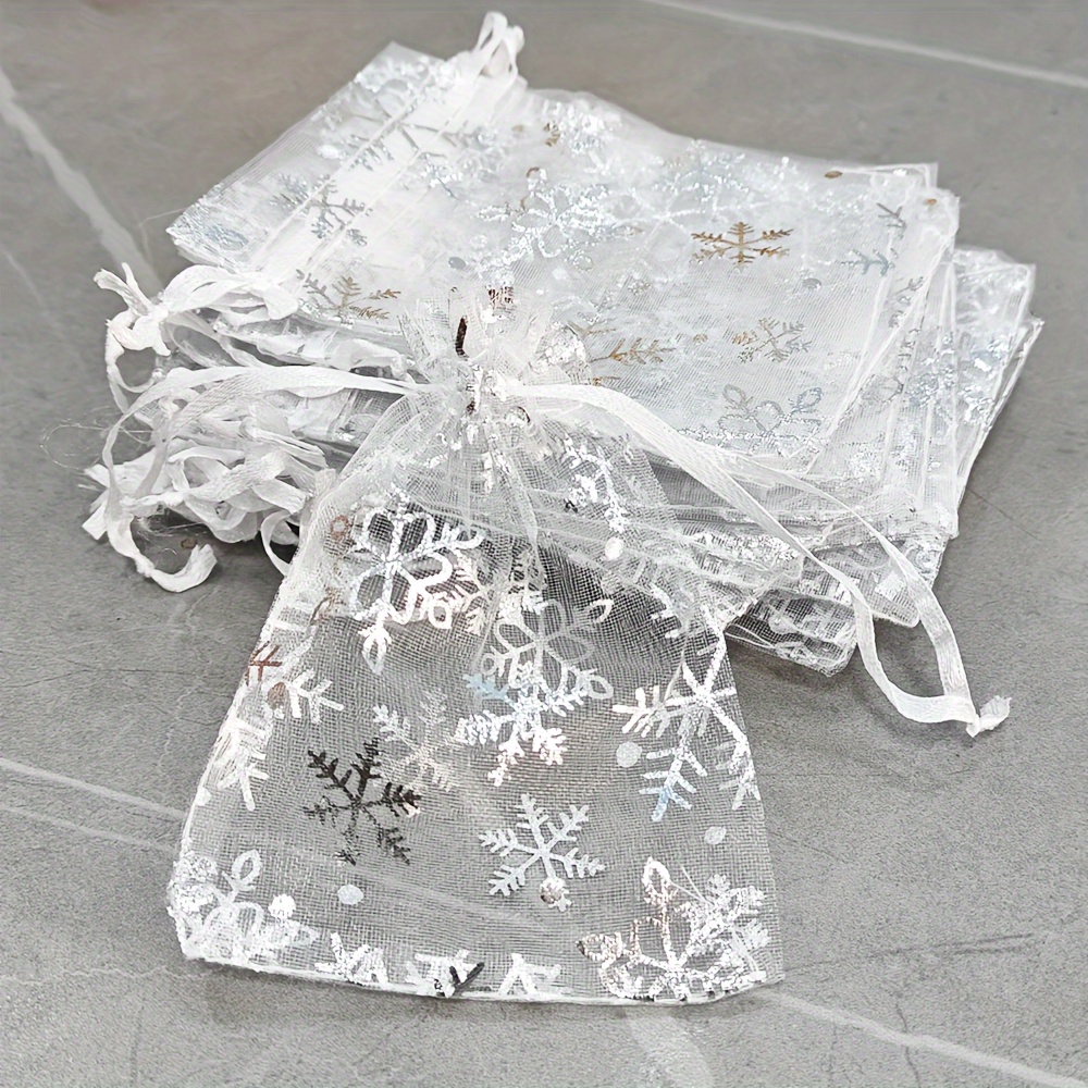 25pcs Snowflake Organza Gift Bags for Jewelry Packaging